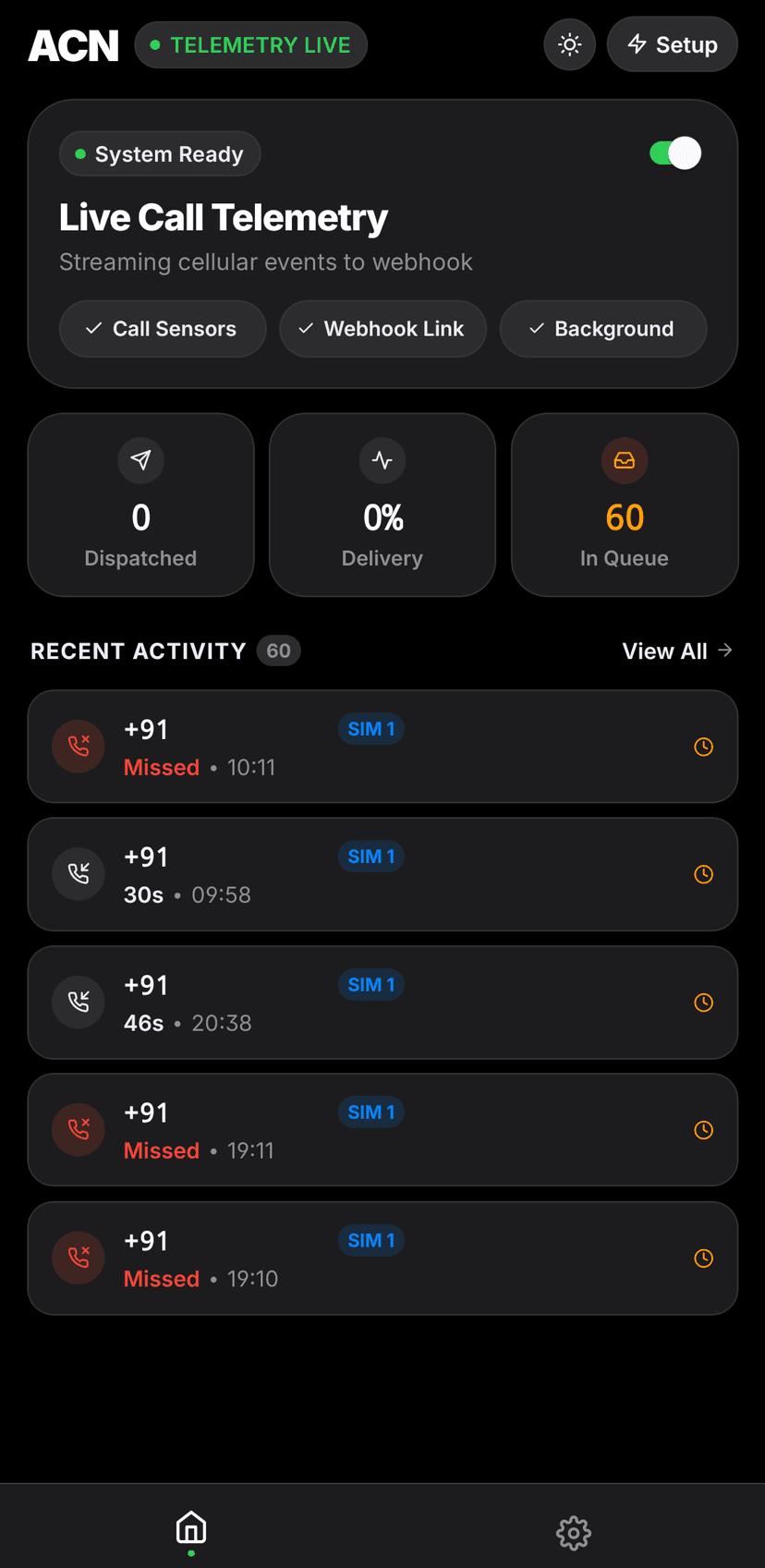 ACN — After Call Notify Android App Interface
